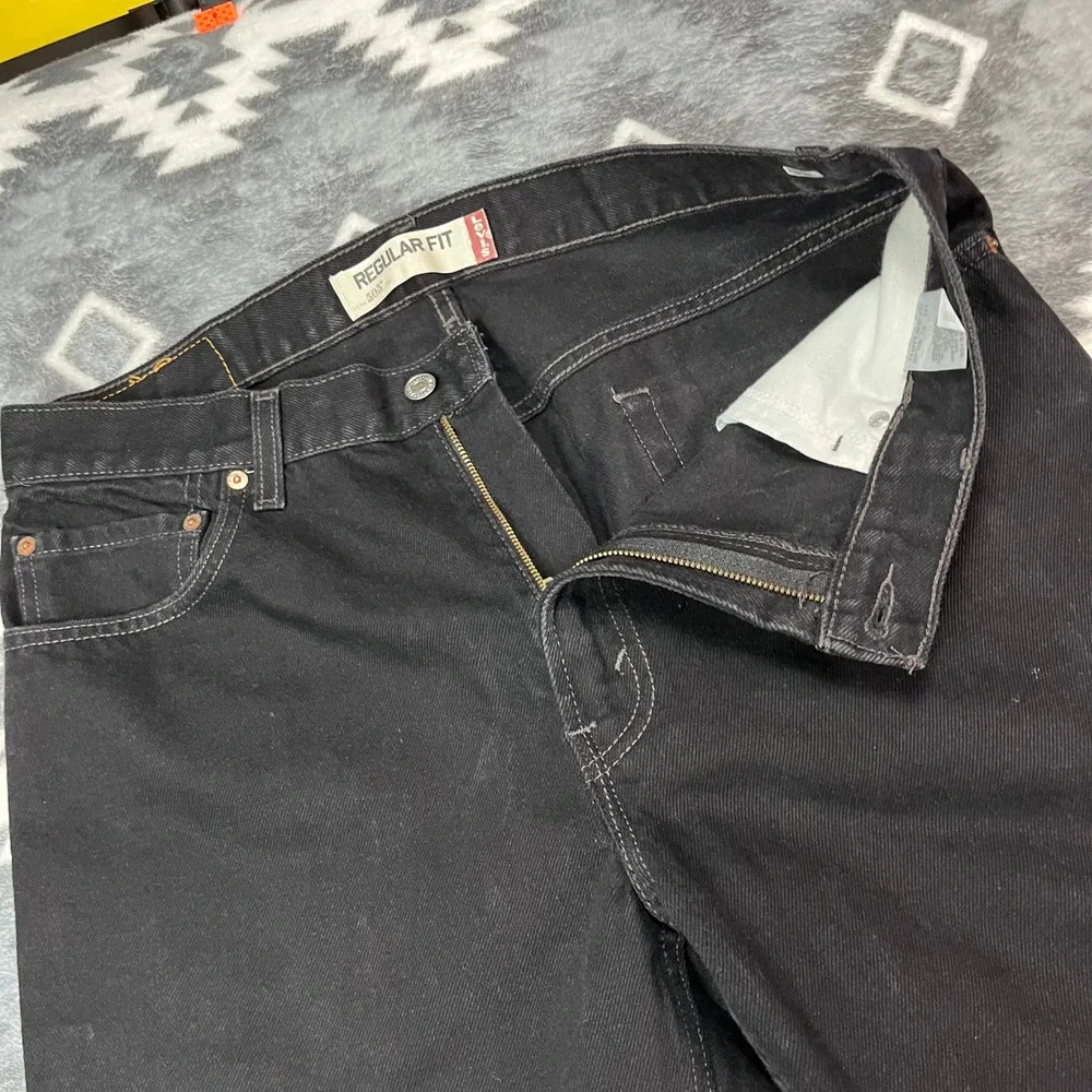 Levis 505 Regular Fit Black Denim Jeans 36x34 Mens Straight Leg VTG Y2K